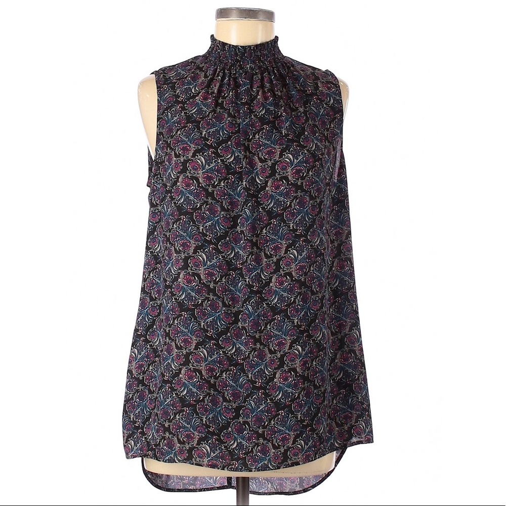 DR2 CHIFFON SLEEVELESS SMOCK NECK BLOUSE